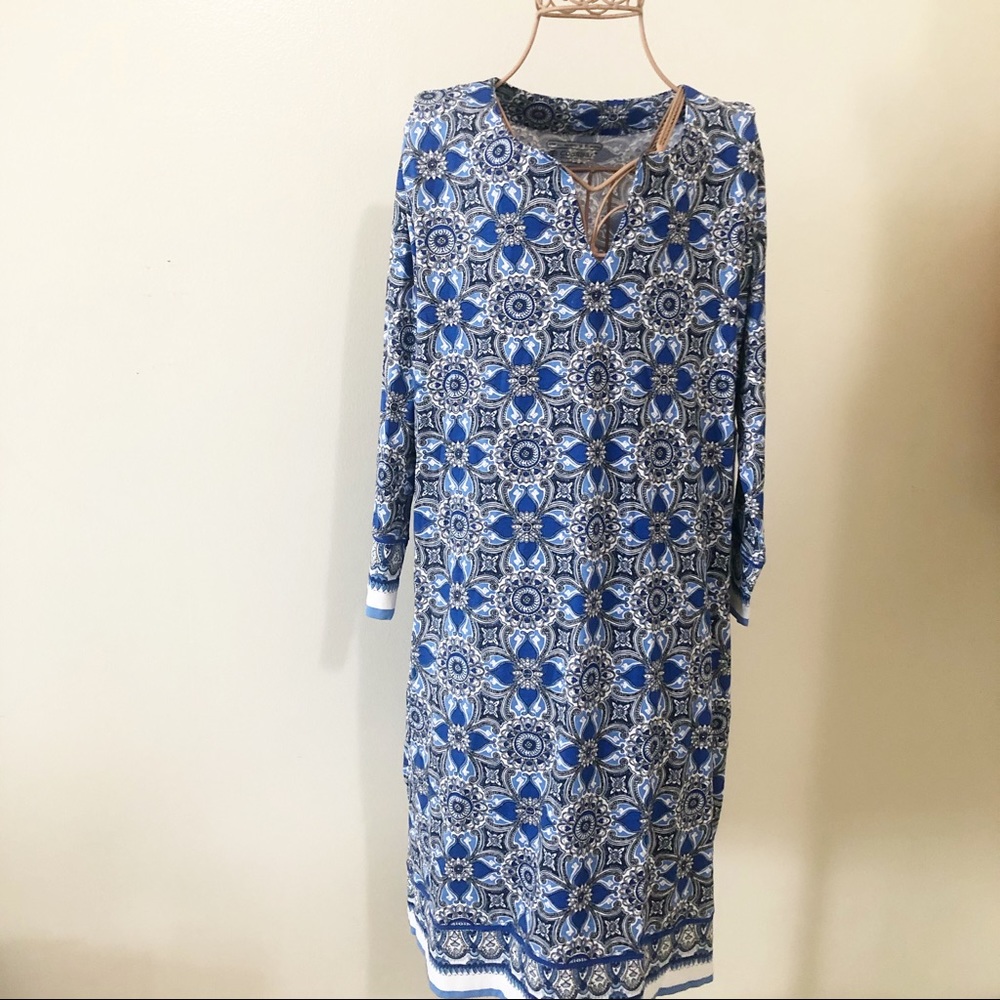 Coolibar white and blue dress